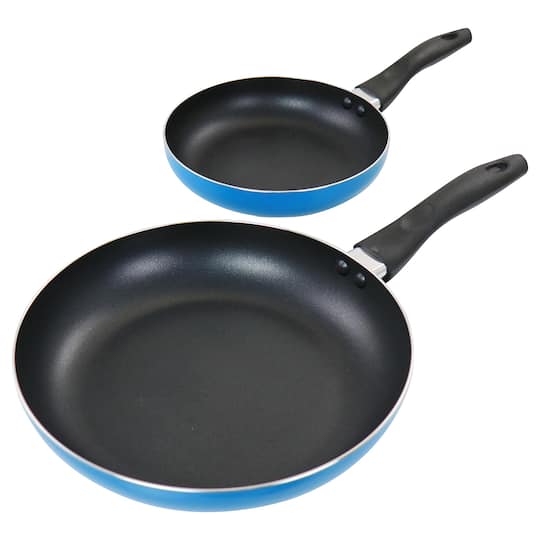 Gibson Home® 8" & 10'' Blue Aluminum Frying Pan Set